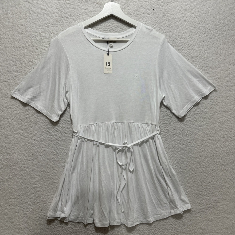RIVER ISLAND Mamma Maternity Collection Blouse Womens Size 8 White Waist Tie NWT
